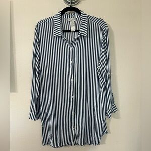 Tommy Bahama Blue and White Striped Shirt